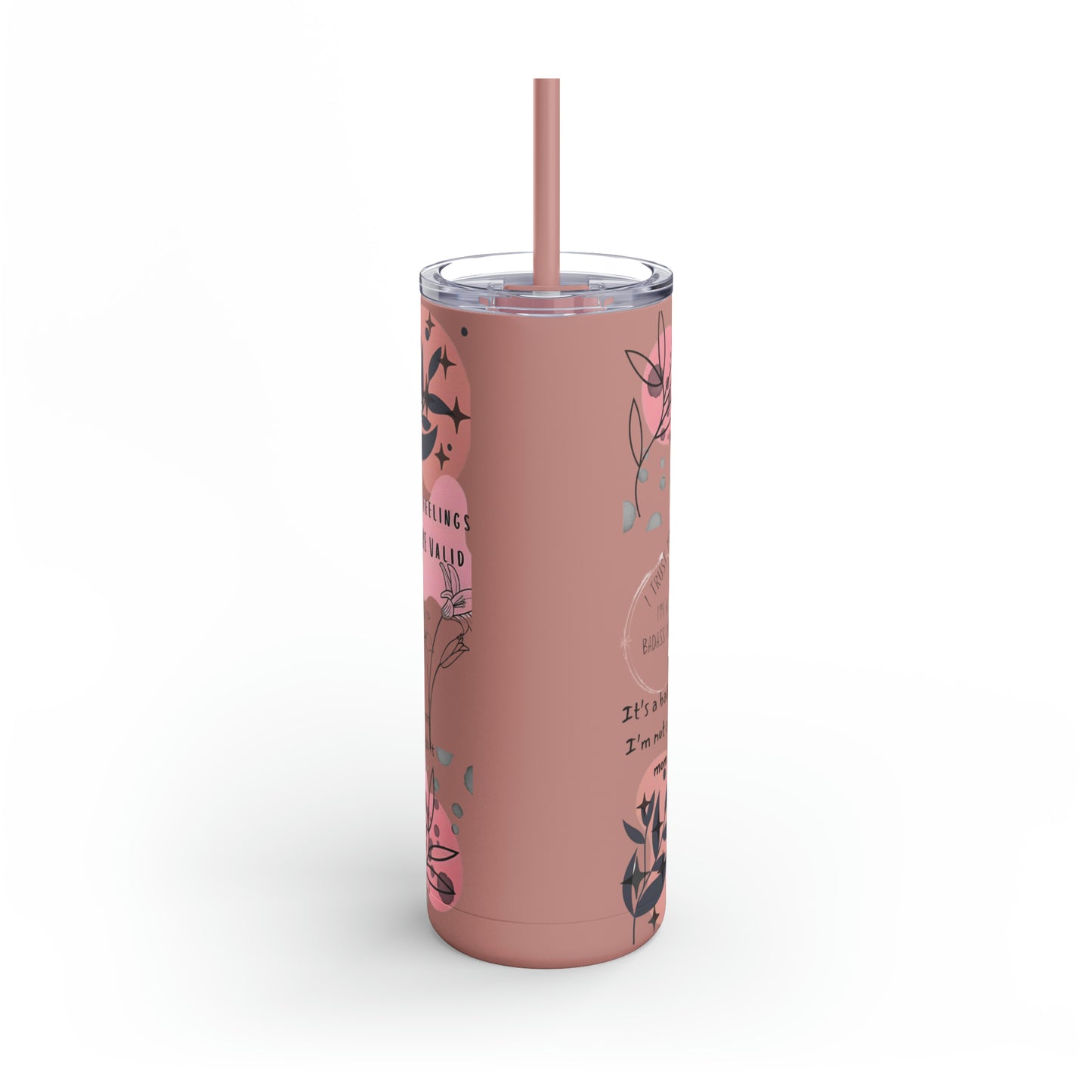 "Mommy Reminders" Skinny Matte Tumbler with Straw, 20oz