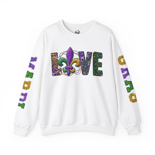 "Love Mardi Gras" Unisex Heavy Blend Crewneck Sweatshirt