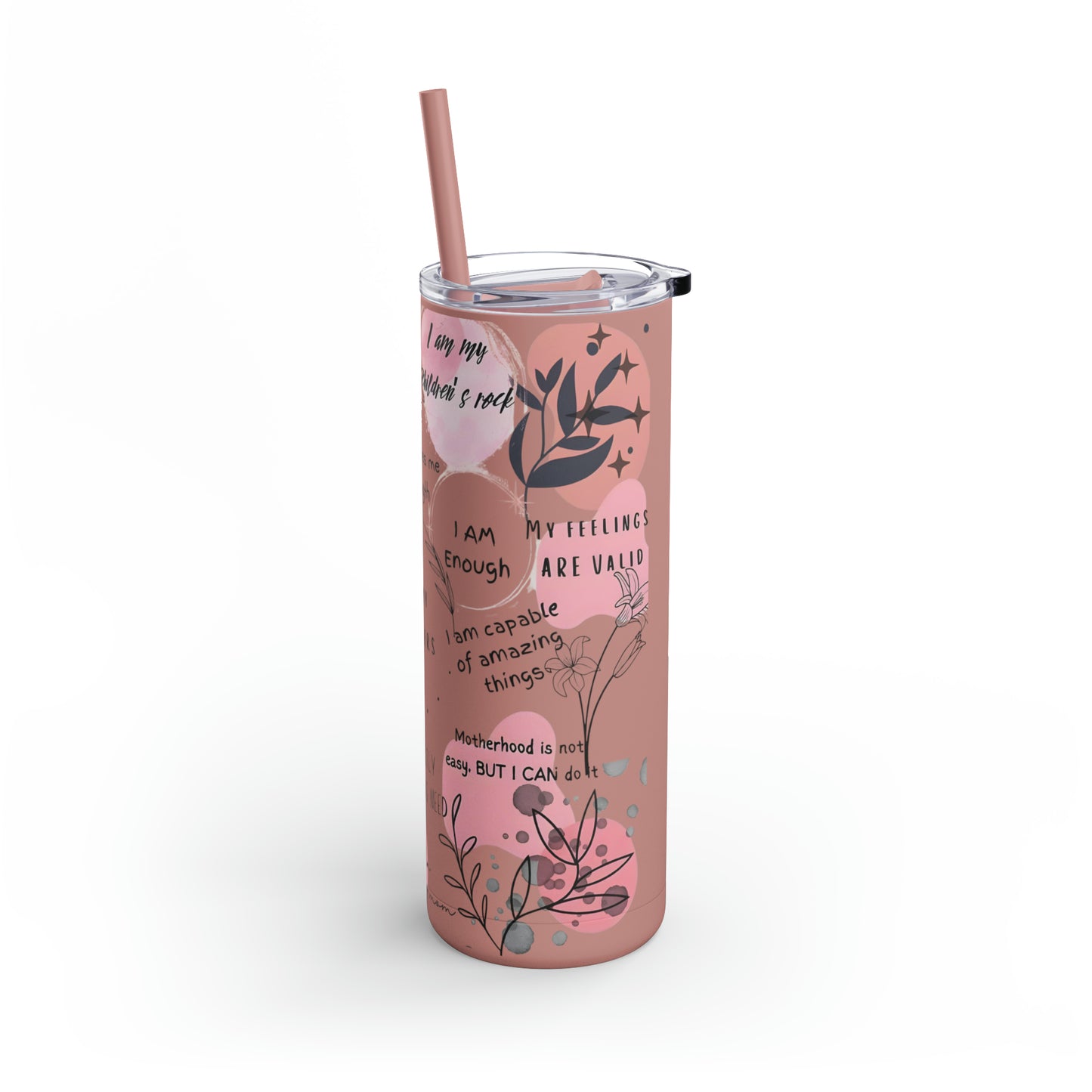 "Mommy Reminders" Skinny Matte Tumbler with Straw, 20oz