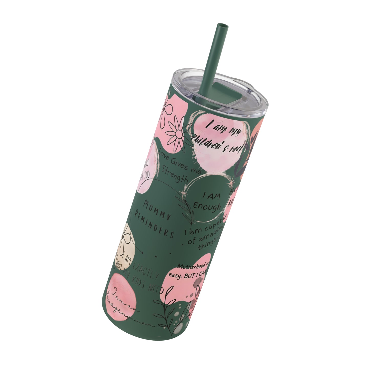 "Mommy Reminders" Skinny Matte Tumbler with Straw, 20oz