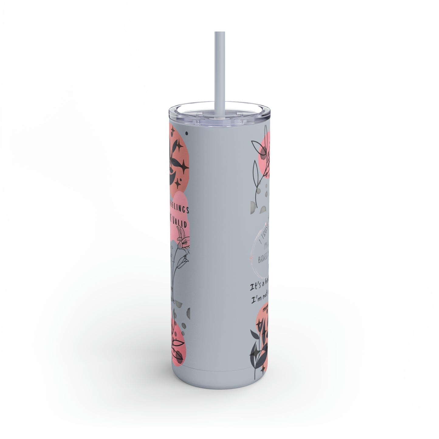 "Mommy Reminders" Skinny Matte Tumbler with Straw, 20oz
