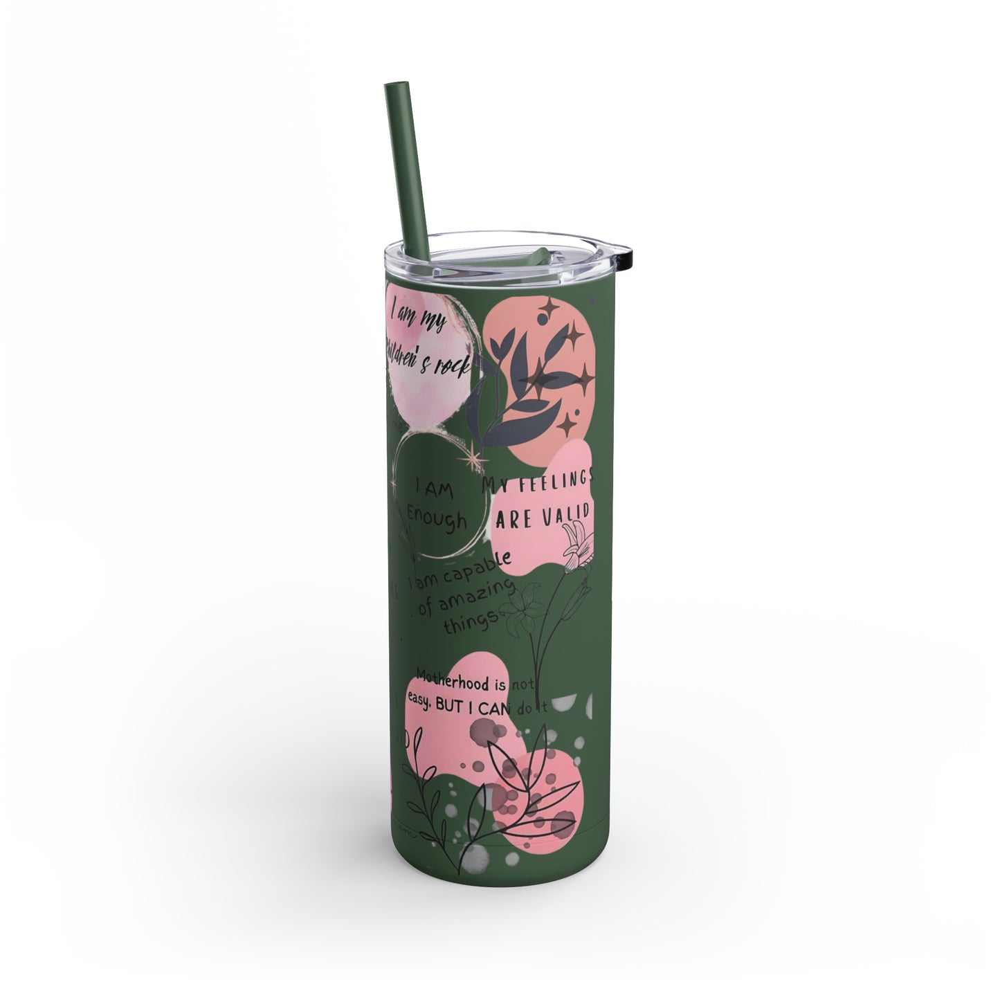 "Mommy Reminders" Skinny Matte Tumbler with Straw, 20oz