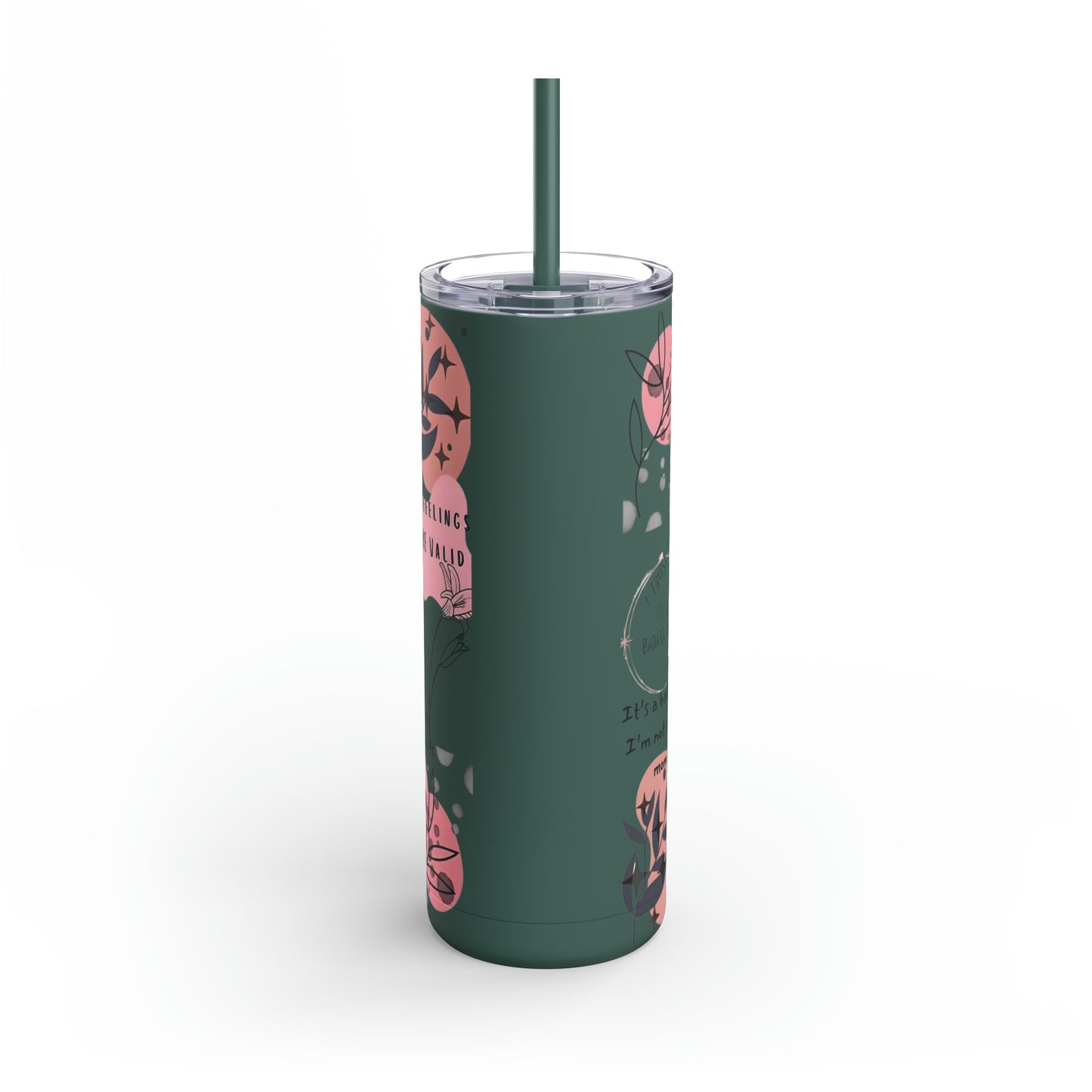 "Mommy Reminders" Skinny Matte Tumbler with Straw, 20oz