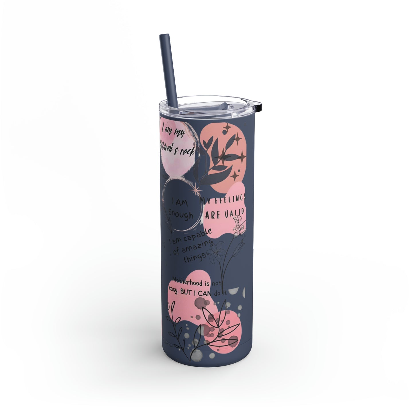 "Mommy Reminders" Skinny Matte Tumbler with Straw, 20oz