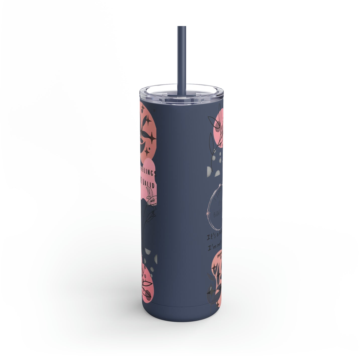"Mommy Reminders" Skinny Matte Tumbler with Straw, 20oz